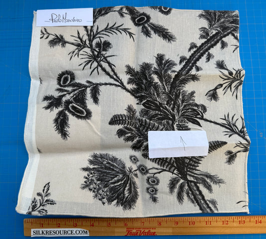Lee Jofa Kravet Plumes Black Beige Botanical Floral Print 100% Linen - Special order - MSRP USD 556/y