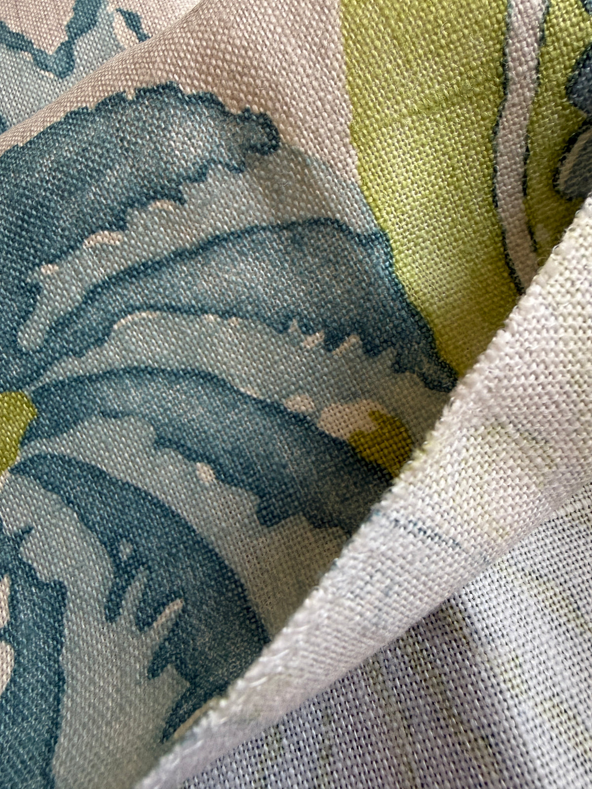 Vervain La Maitrise Seaglass Blue Green Large Foliage Linen Heavy Duty