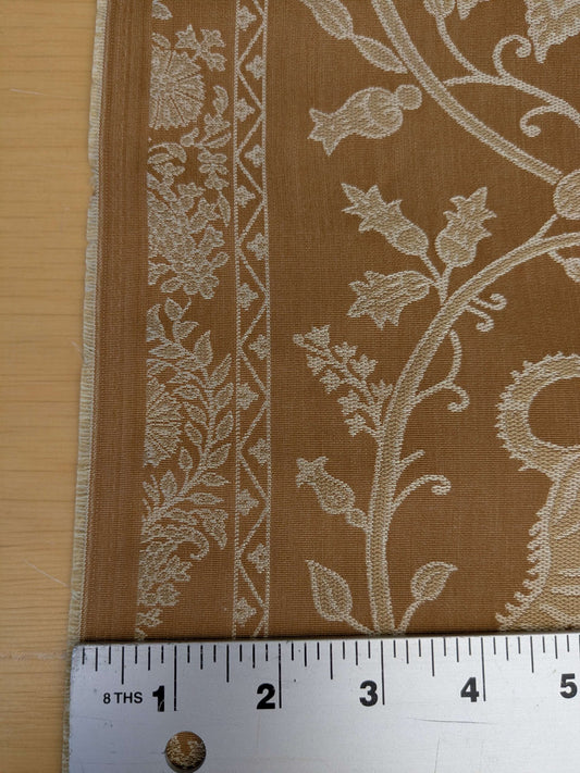 By Yd Lee Jofa Kalabagh Weave Curry Burnt Gold Tiger Sniffs Rose MSRP USD 259+/y Border BOTH Sides