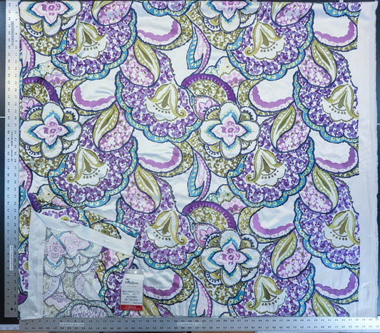Scalamandre Aldeco Tiffanys Violet Blue Purple Chartreuse Green Cotton Embroidery Floral - 2.4 yards