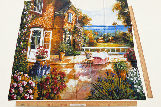 Art Scarf French Country Rose Patio Southern Mediterranean Mansion Seaside High End Silk Twill 41 Inches