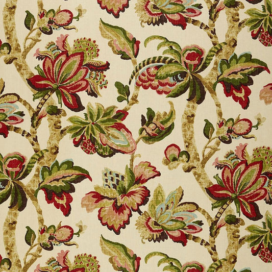 Special Order Schumacher Kemscott in Bloom Pink Green Cream Linen Large Flora Tree Foliage MSRP USD 336/y