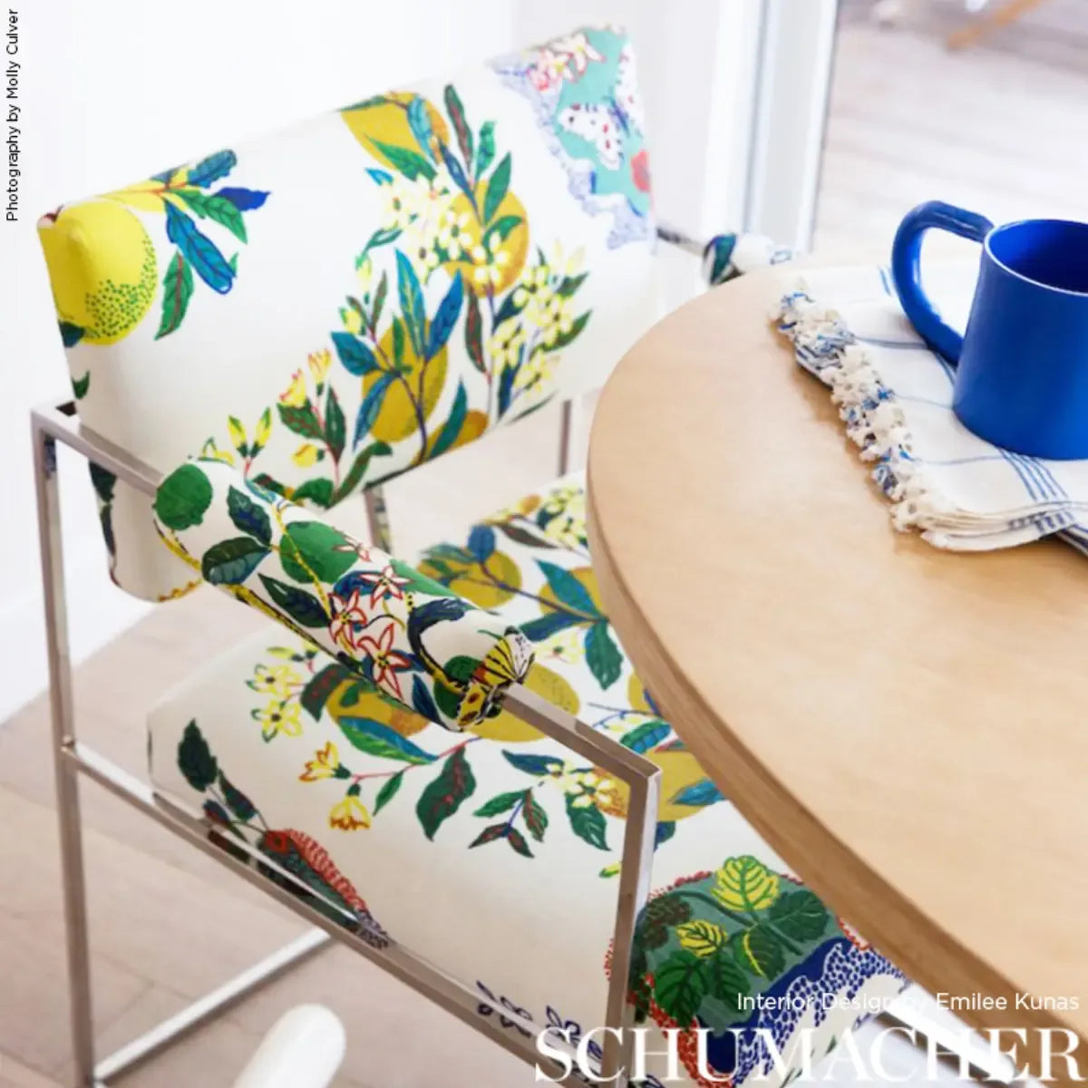 Schumacher Citrus Garden in Primary Trees Toile Linen Fabric Primary Multi MSRP396/Y