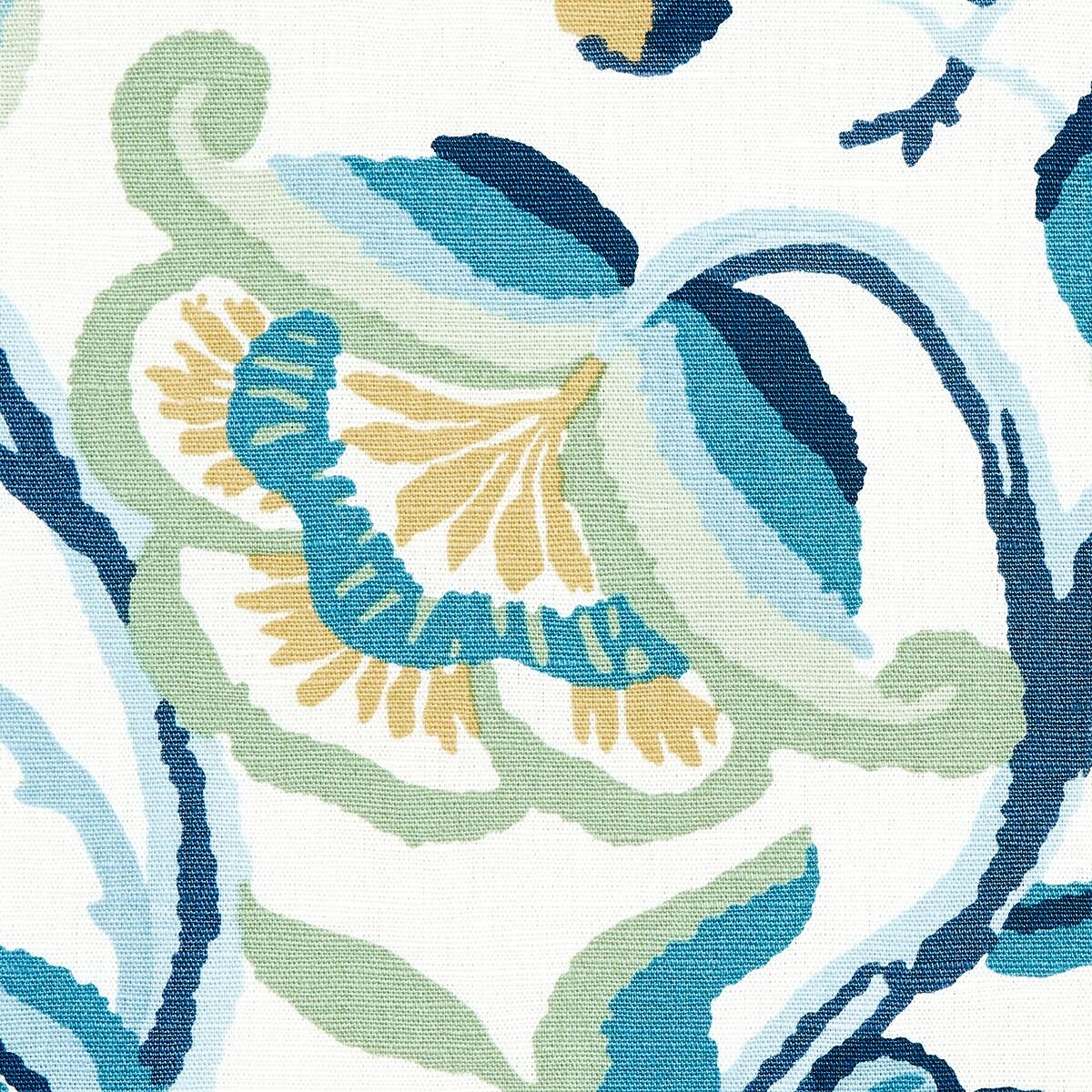 Special Order Schumacher Alexandra Vine Linen in Navy and Leaf Blue Green White Large Flora Jacobean MSRP USD 308/y