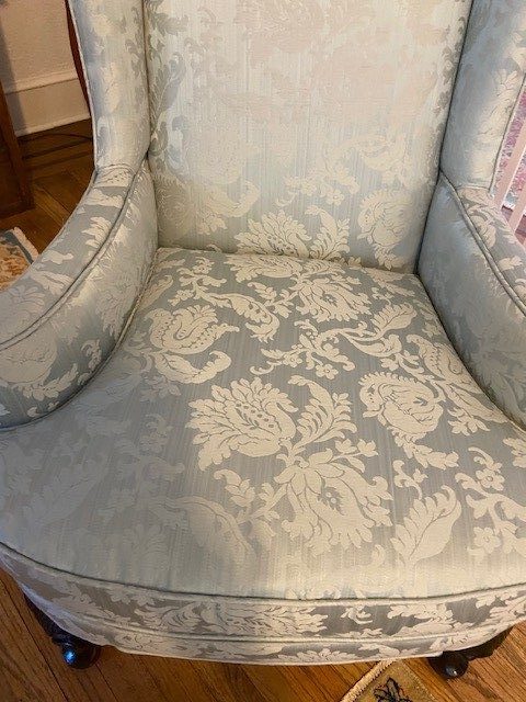 Clarence House Florent Damask Blue Italian Linen Damask Pomegranate Tulip MSRP USD 220/y