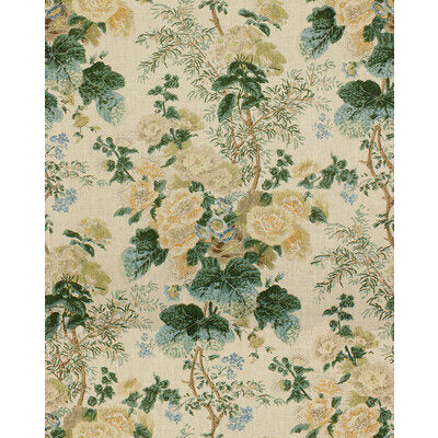 Lee Jofa Hollyhock HDB Lemon Aqua Linen Print Floral Botanical MSRP USD742/y Special Order