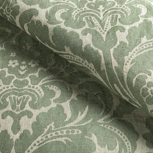 Lee Jofa Acanthus Damask Loden Linen Green Renaissance Classy Floral MSRP USD 356/y