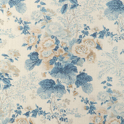 Lee Jofa Althea Linen Delft Blue Print Floral Botanical MSRP USD450/y Special Order