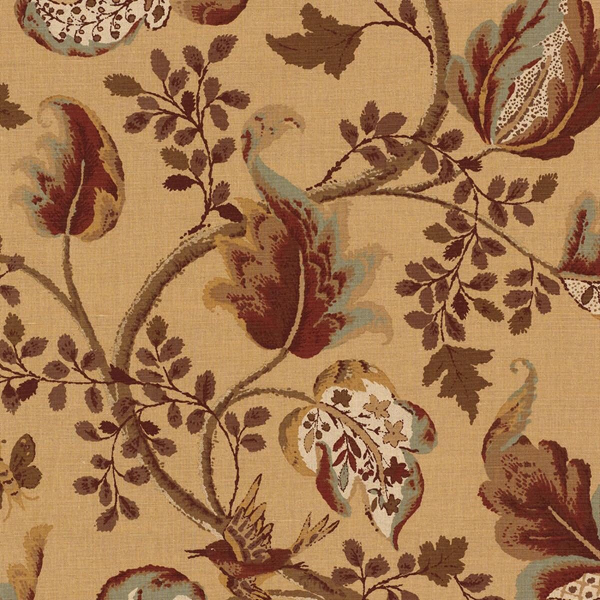 Special Order Schumacher Fox Hollow In Honey and Smoke Gold Brown Linen Cotton Large Flora Tree Foliage MSRP USD 268/y