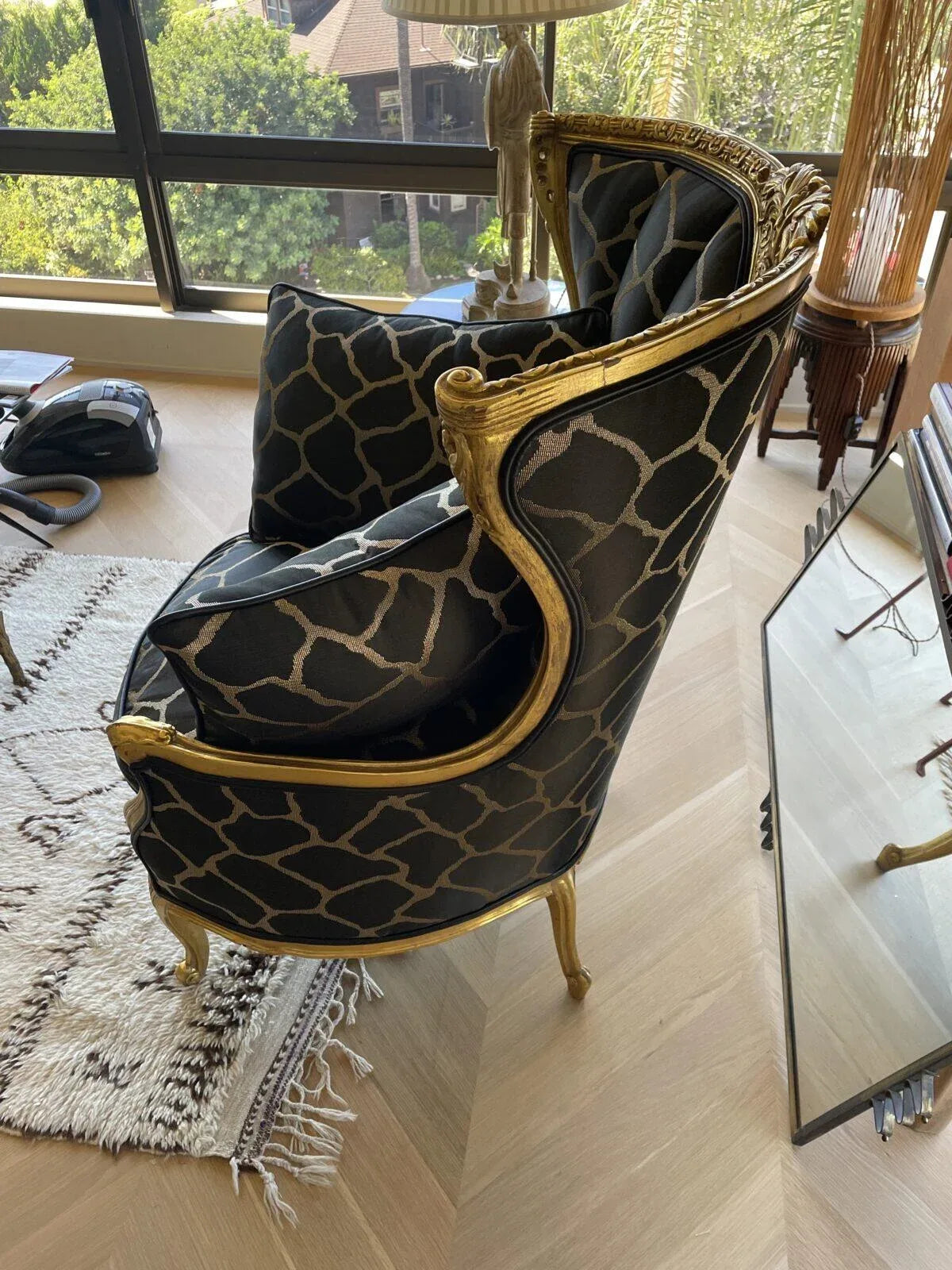 Scalamandre Giraffa Black Giraffe Animal Skin Heavy Silk Jacquard MSRP USD358/y