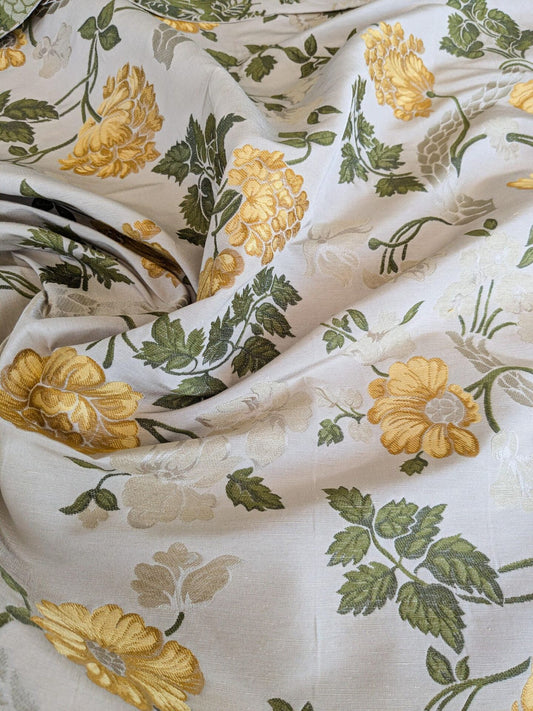 Floral Botanical Tree Foliage - Yellow Green On White Cream