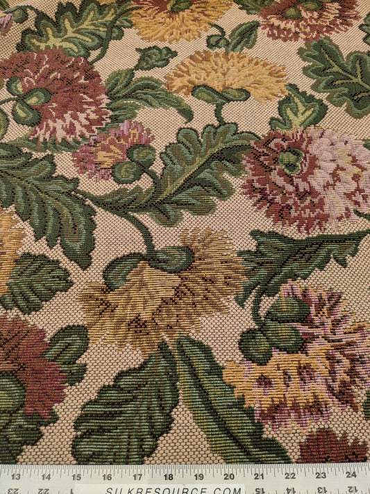 by yard Scalamandre Botanical Floral Jacobean Large Pattern Beige Green Red Tapestry