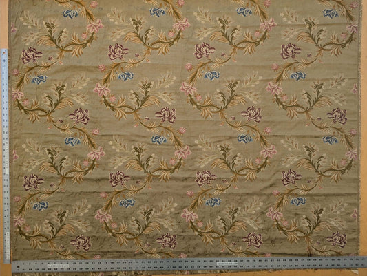 1.5y Old World Weaver VIVIANA French Lace Carnation Lampas Brown MSRP USD328/Y