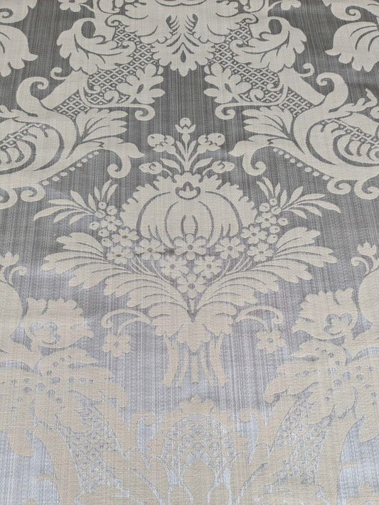 1.8y Scalamandre Lelievre Paris Grambois Argent Gray Damask Renaissance Gray Historic MSRP USD712/y