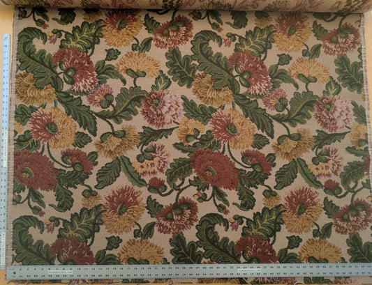 by yard Scalamandre Botanical Floral Jacobean Large Pattern Beige Green Red Tapestry