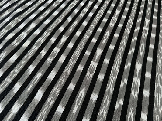 by yard Scalamandre Jakarta Ikat Stripe Charcoal Black Gray White Asian Ikat Warp Print MSRP USD 138/Y