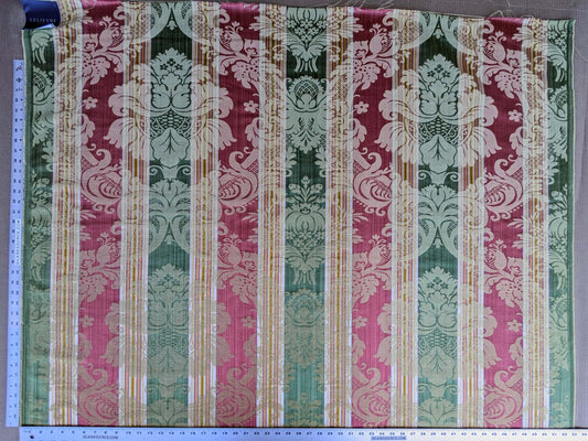 2.9y Scalamandre Lelievre lourmarin Mousse Tomette Medallion Damask Renaissance Stripe Green Red Historic MSRP USD950/y