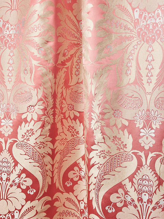 Old World Weavers Estate Damask Petal Pink Beige Viscose Silk Fabric - Special Order - By The Yard