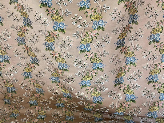 2.5y Tassinari & Chatel Scalamandre 100% Silk Lampas “la Favorite” Flower Lace Pink Blue Green Yellow MSRP USD 2180/yard