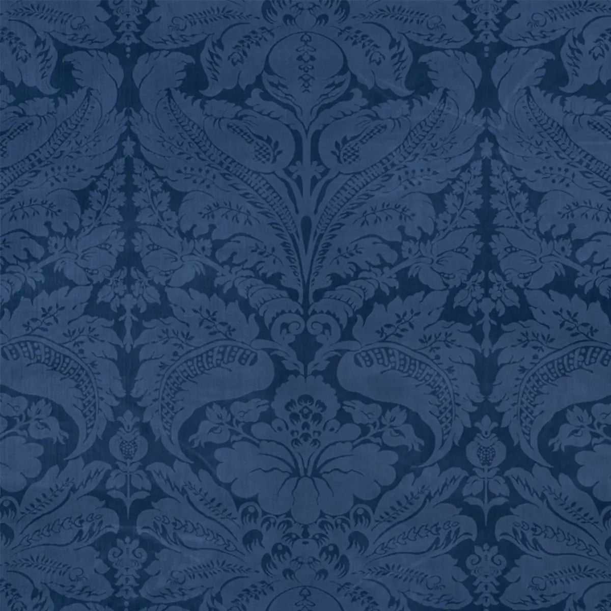 Schumacher Cordwain Cotton Velvet Damask Fabric - Sapphire Blue - Special Order