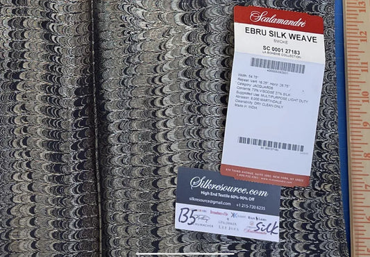 22 Berkbox5 Scalamandre Silk Square Ebru Silk Weave Smoke Black MSRP USD424/Y
