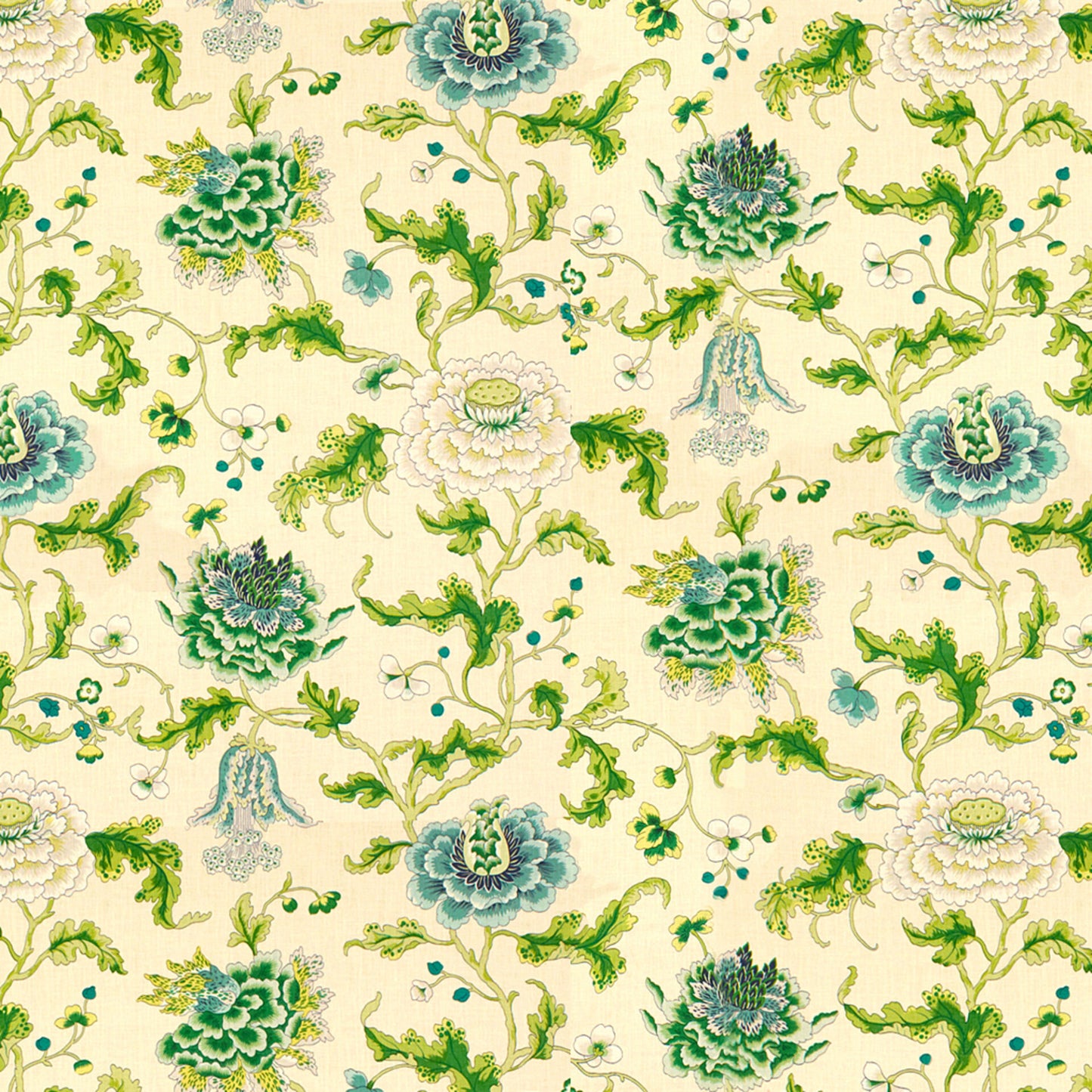 Special Order Brunschwig & Fils New Athos - Spring/Aqua Blue Cream Linen Jacobean Botanical Floral MSRP USD 516/y