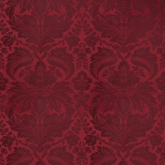 Brunschwig & Fils Damask Pierre Grape Renaissance Cotton Silk Fabric - Red - Special Order - MSRP USD796/y