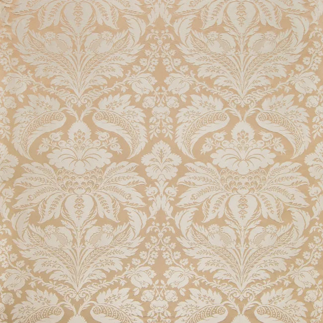 Brunschwig & Fils Damask Pierre Sand Renaissance Cotton Silk Fabric - Beige - Special Order - MSRP USD796/y