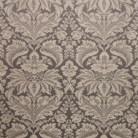 Brunschwig &Fils Damask Pierre Charcoal Renaissance Cotton Silk Fabric -Gray - Special Order