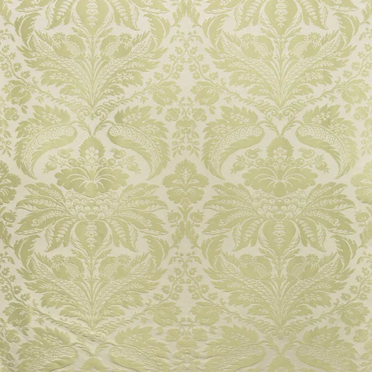 Brunschwig & Fils Damask Pierre Lichen Renaissance Cotton Silk Fabric -Blue Green - Special Order - MSRP USD796/y