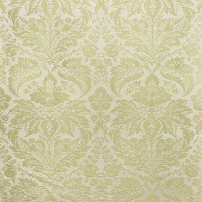 Brunschwig & Fils Damask Pierre Lichen Renaissance Cotton Silk Fabric -Blue Green - Special Order - MSRP USD796/y