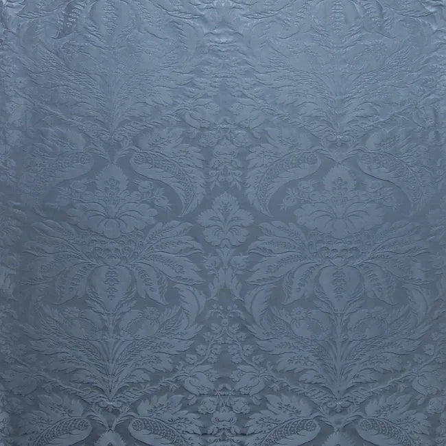 Brunschwig & Fils Damask Pierre Delft Renaissance Cotton Silk Fabric - Blue - Special Order - MSRP USD796/y