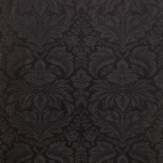 Brunschwig & Fils Damask Pierre Black Renaissance Cotton Silk Fabric - Black - Special Order - MSRP USD796/y