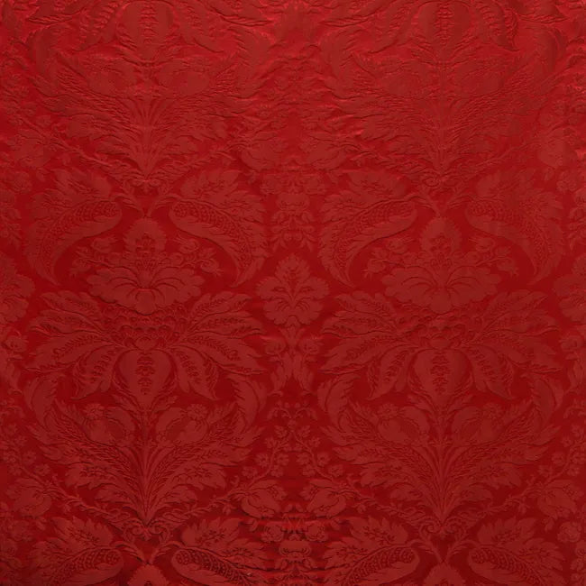 Brunschwig & Fils Damask Pierre Red Renaissance Cotton Silk Fabric - Red - Special Order - MSRP USD796/y