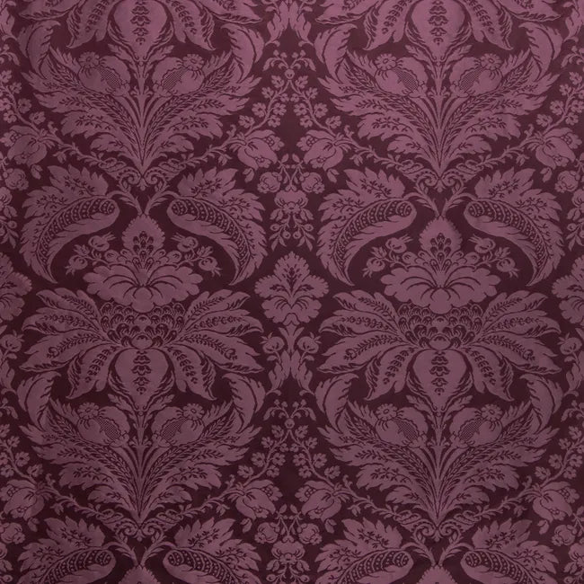 Brunschwig & Fils Damask Pierre Eggplant Renaissance Cotton Silk Fabric - Purple - Special Order - MSRP USD796/y