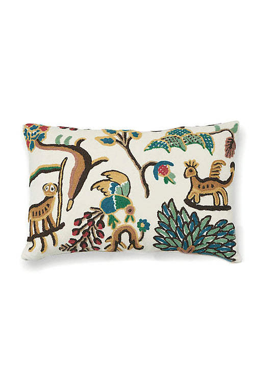 Scalamandre Fables - Crewel 14 X 22 - Blue / Multi Decorative Pillow
