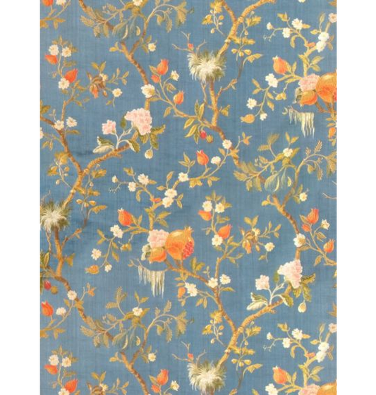 Special Order Scalamandre Colony Renaissance Melograno Blu Di Prussia Silk Lampas