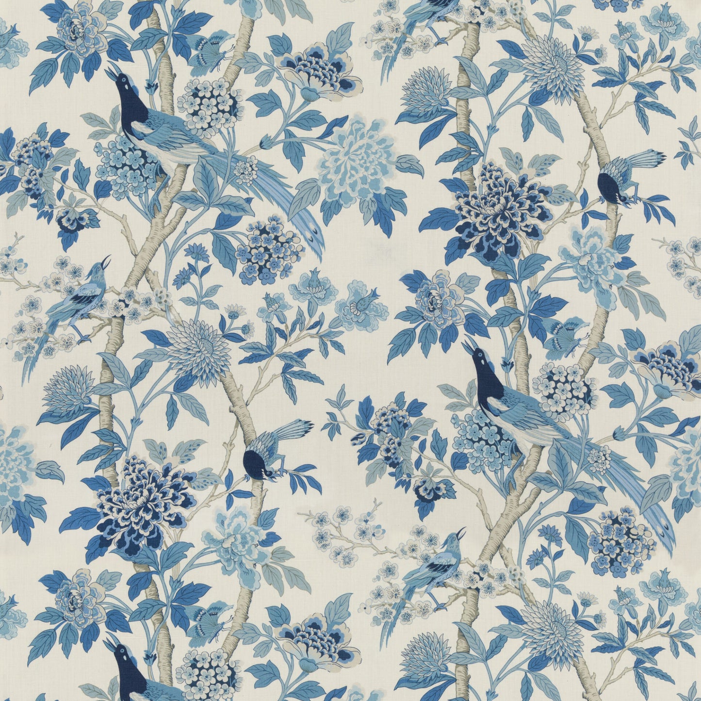 Special Order G P & j Baker Hydrangea Bird - Blue Chifu Linen Bird Floral Botanical Fauna MSRP USD 246/y
