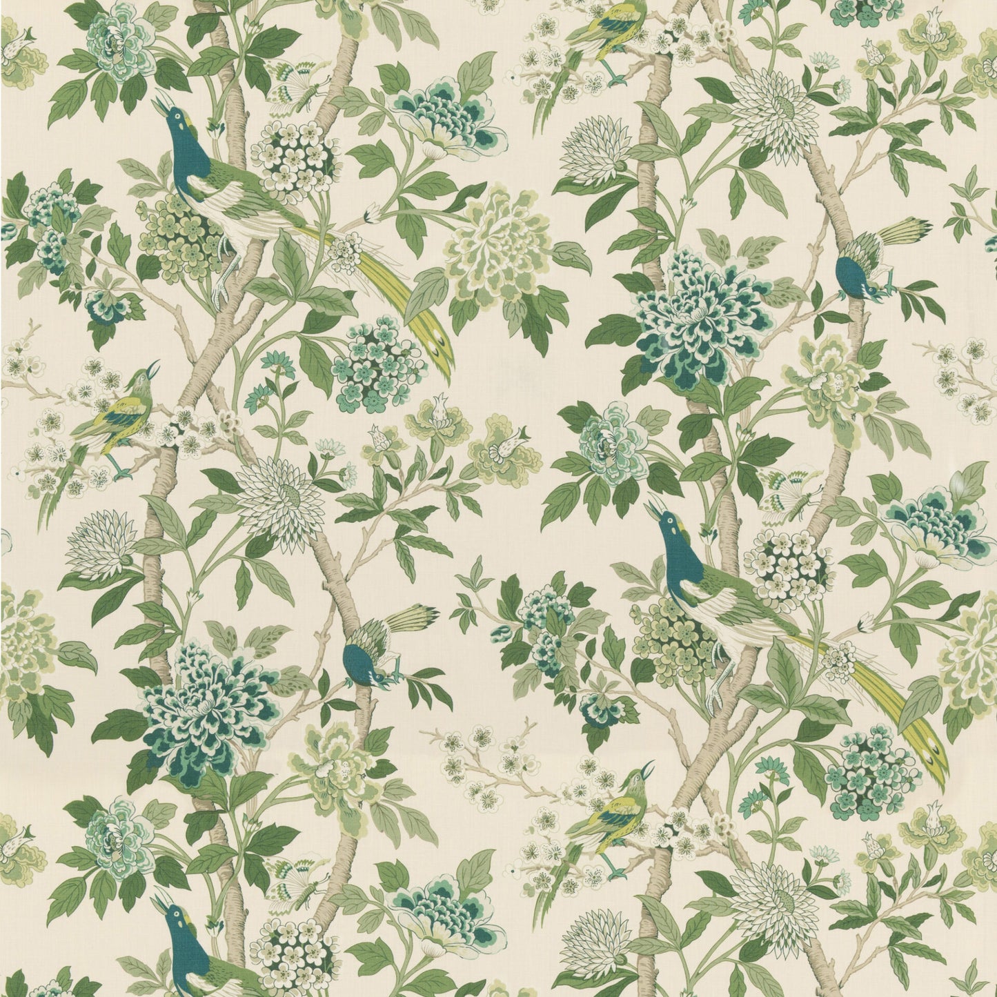 Special Order G P & j Baker Hydrangea Bird - Green Chifu Linen Bird Floral Botanical Fauna MSRP USD 246/y