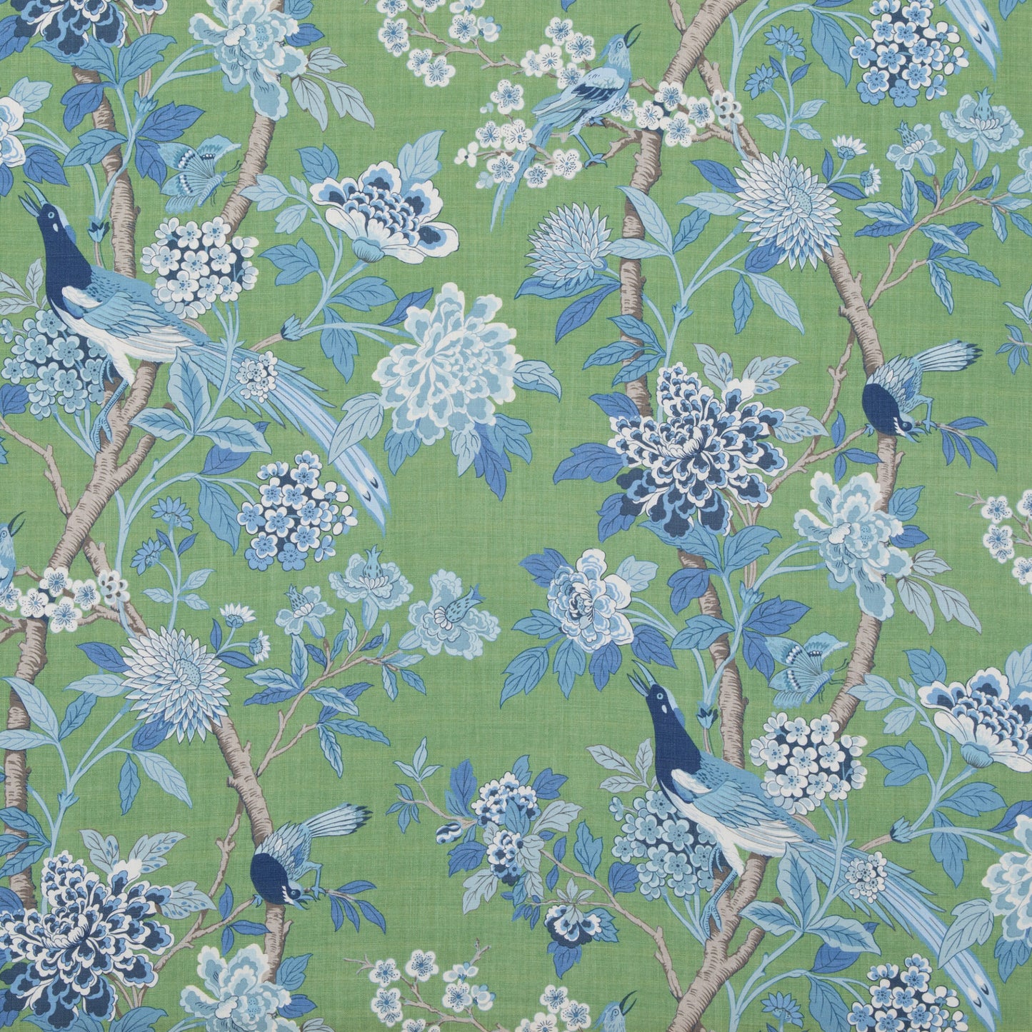 Special Order G P & j Baker Hydrangea Bird - Emerald Blue Chifu Linen Bird Floral Botanical Fauna MSRP USD 246/y
