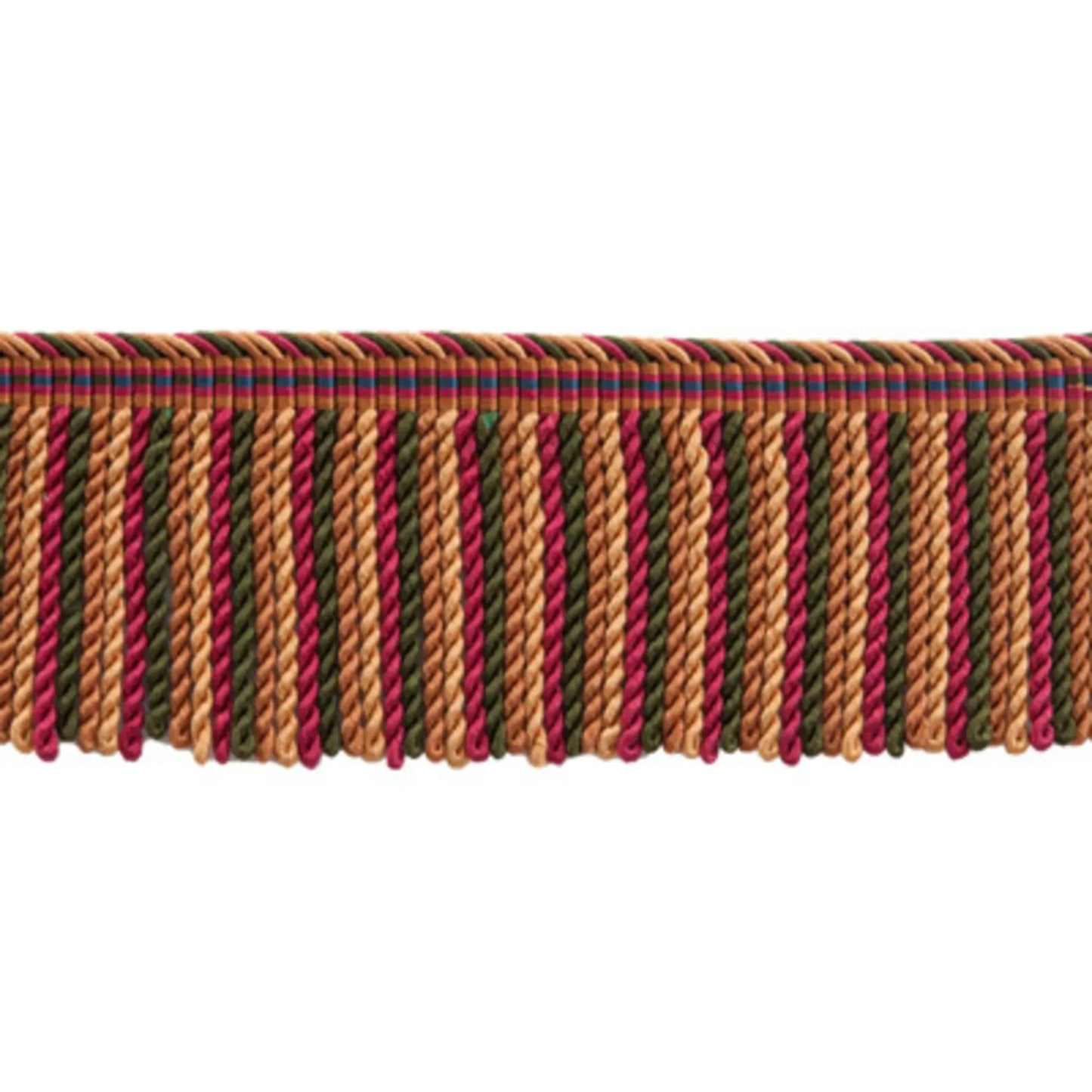 Special Order Brunschwig & Fils Reve De Papillon 2 3/4 In Long Fring - Copper Brown Green Red Silk Cotton MSRP USD254/y