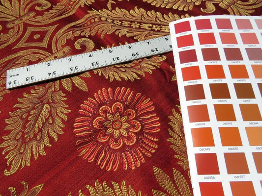 3y Coraggio Silk Heavy Lampas Artichoke Renaissance Crimson Red Gold B17-19