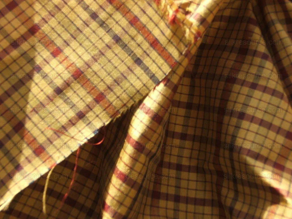 Kravet 100% Silk Taffeta Walnut And Burgundy