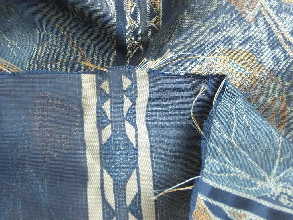 By Yd Scalamandre Baranzeli Italian 100%silk Lampas Dumont Blue Gold Fall Foliage Vine Superb! #4r