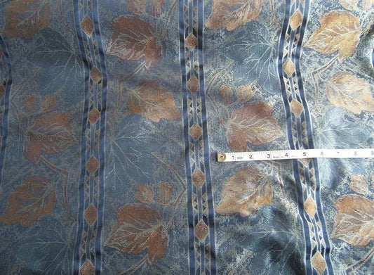 By Yd Scalamandre Baranzeli Italian 100%silk Lampas Dumont Blue Gold Fall Foliage Vine Superb! #4r