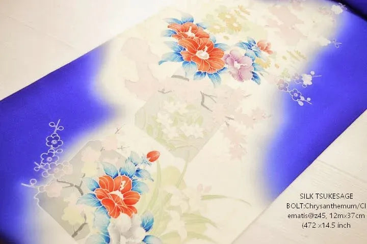 UN-USED SILK TSUKESAGE BOLT Chrysanthemum Clematis 12m x 37cm