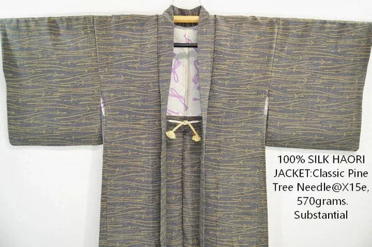 High Quality Japanese 100% Silk Haori Jacket Hand-Made Pine Tree Needle