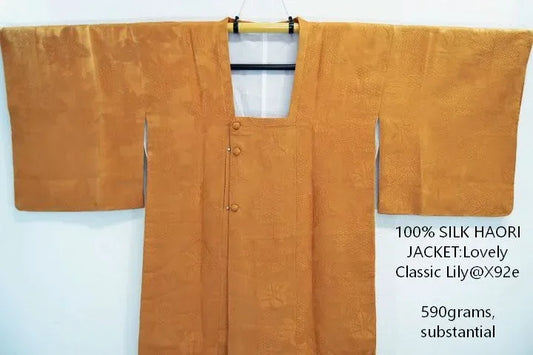 High Quality Japanese 100% Silk Haori Jacket Hand-Made Classic Lily Orange
