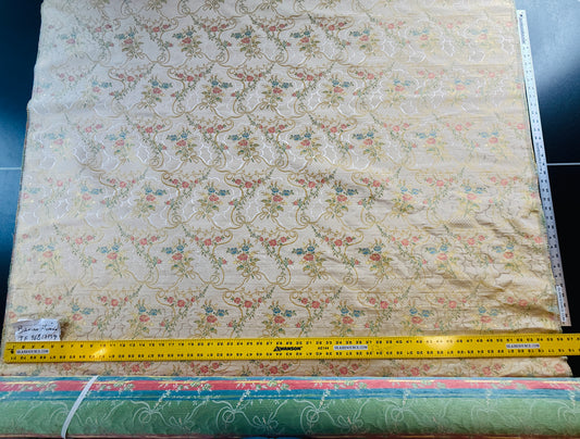 Old World Weavers Scalamandre Barino Floreale Gold Lampas Lace Silk Cotton Lampas Italy