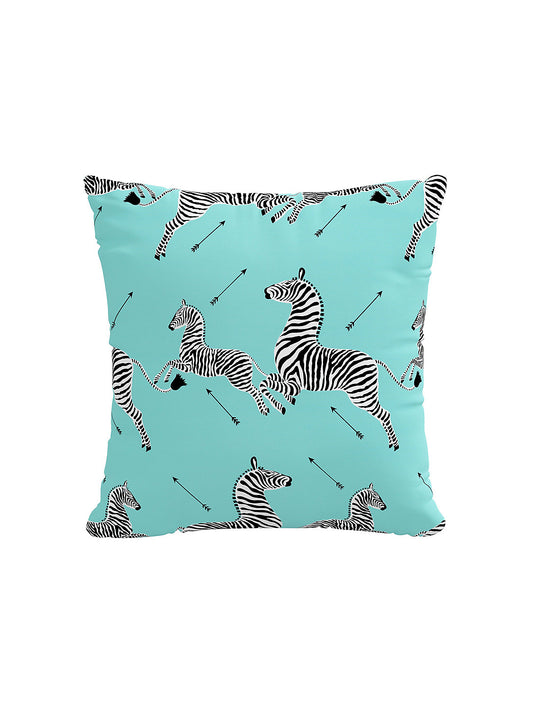 Scalamandre Zebras 20 X 20 - Aqua Decorative Pillow